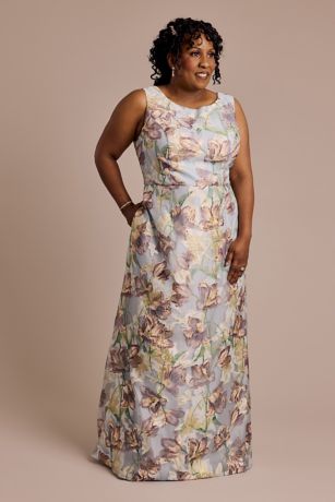 Scoop Neck Floral Print Fit and Flare Dress | David's Bridal